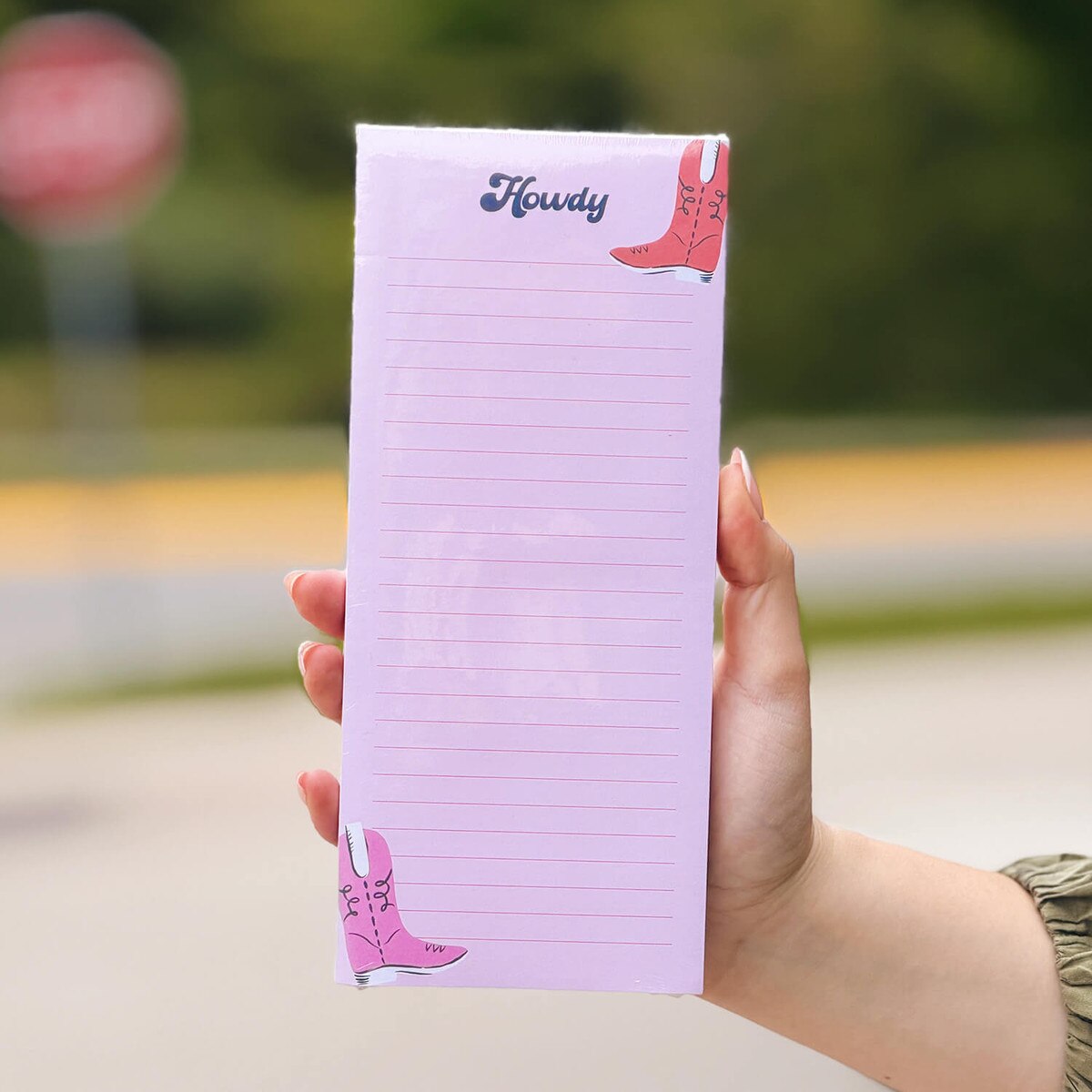 Howdy Cowboy Boots Magnetic Notepad front